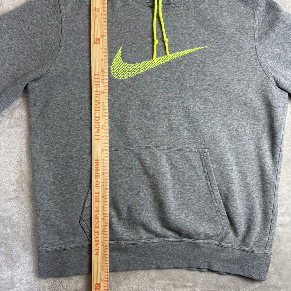 Nike Hoodie Men’s Size L Gray Neon Yellow Swoosh Pullover Sweatshirt Cambodia - Picture 6 of 6